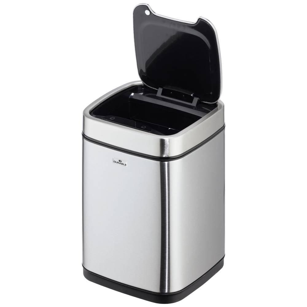Durable Sensor NO TOUCH 342023 Bidone della spazzatura 6 l Acciaio inox (L x L x A) 21 x 21 x 31.5 cm Argento/Nero Coperchio apribile One-touch 1 pz.