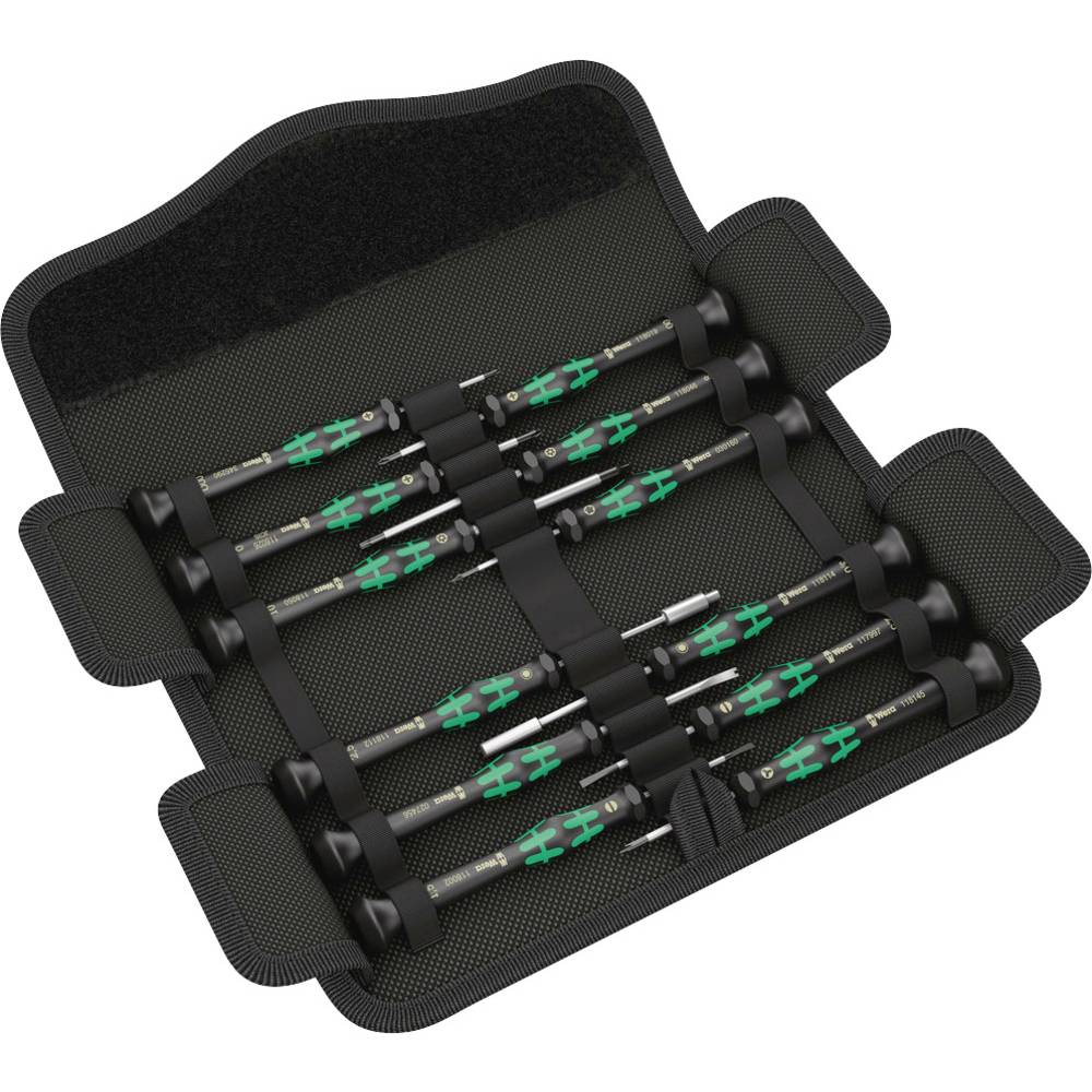Wera Kraftform Micro 12 Electronics 1 Elettronica e meccanica di precisione Kit cacciaviti 12 parti Taglio, Croce Phillips, Brugola interna, Spanner,