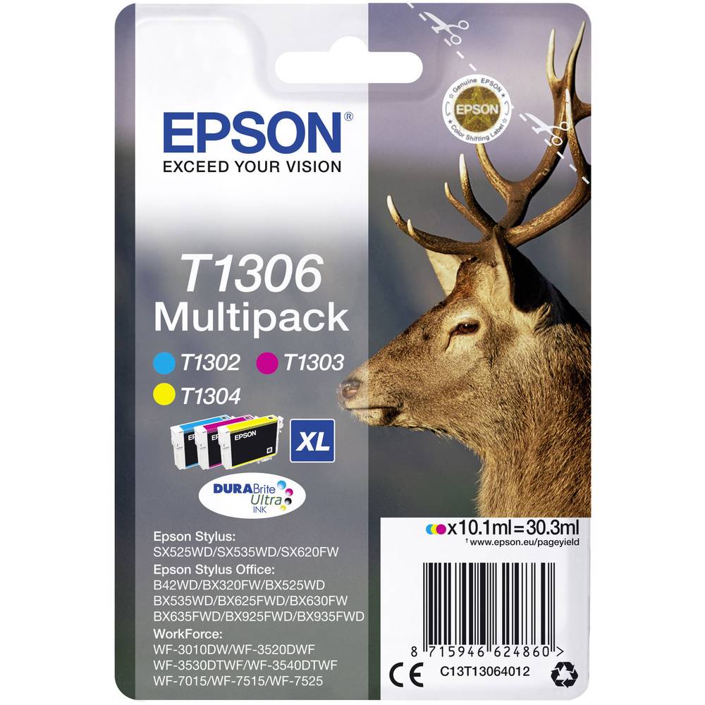 Epson Cartuccia T1306 Originale Imballo multiplo Ciano, Magenta, Giallo C13T13064012