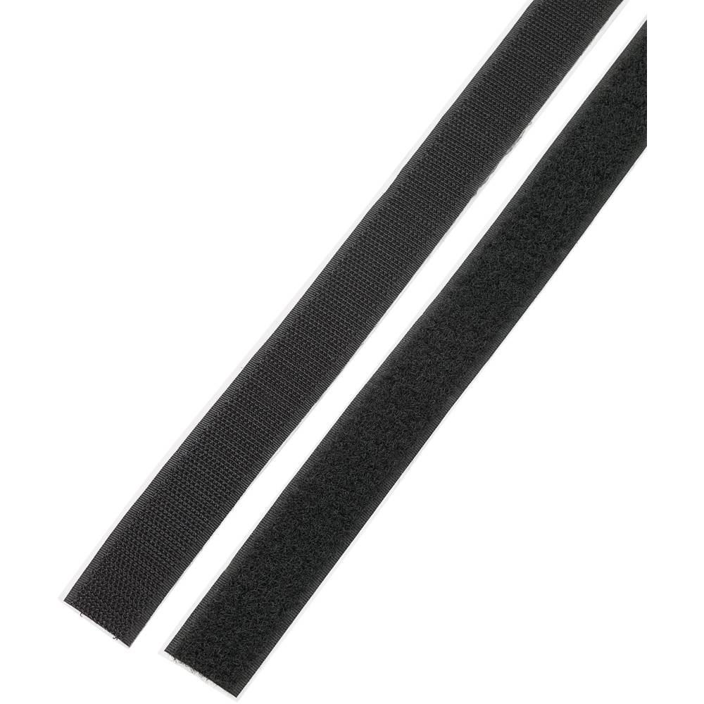Basetech STD-LH25/1M Nastro a strappo da incollare Lato morbido e lato rigido (L x L) 1000 mm x 25 mm Nero 1 Paio/a