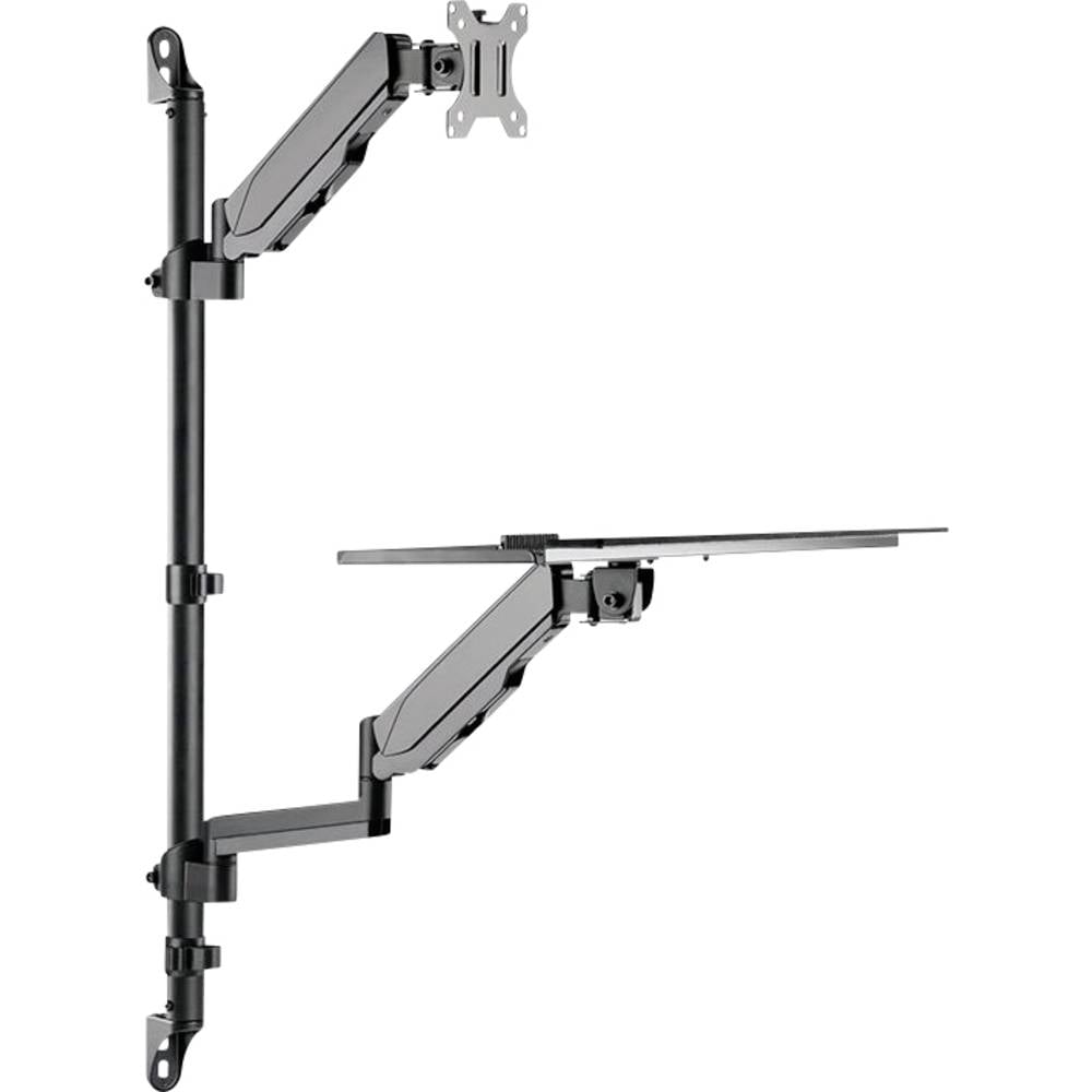 Neomounts WL90-325BL1 Supporto a muro per monitor 43,2 cm (17) - 81,3 cm (32) Nero Ripiano per Tastiera, Regolabile in altezza, Inclinabile, Girevole,