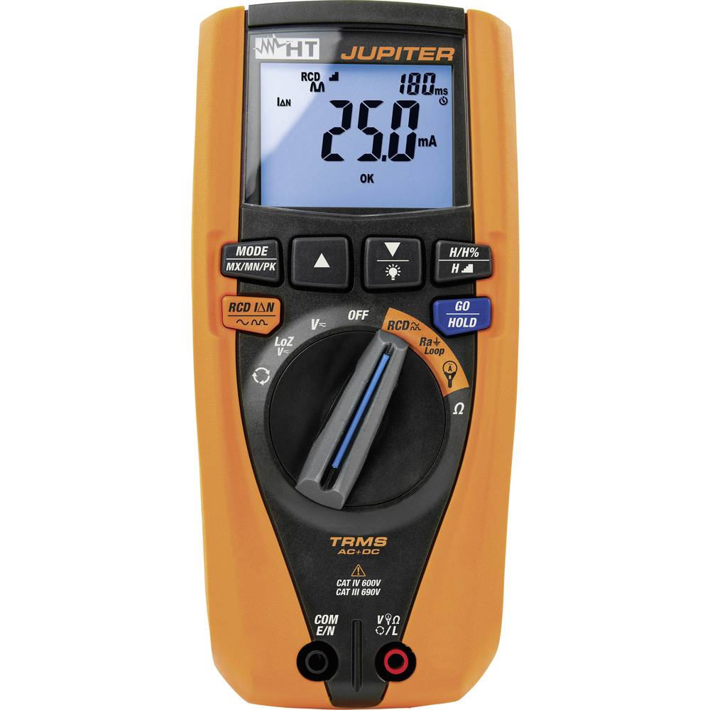 HT Instruments JUPITER Multimetro portatile, Tester RCD Calibrato (ISO) digitale CAT IV 600 V, CAT III 690 V Display (Counts): 6000