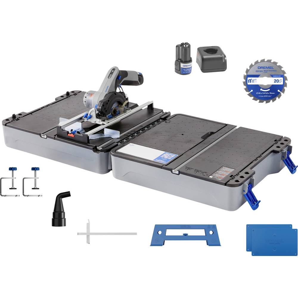 Troncatrice combinata con pianetto Dremel DREMEL Mobile Sägestation 12V mit Sägetisch-Koffer und Laser CS12V-S1C