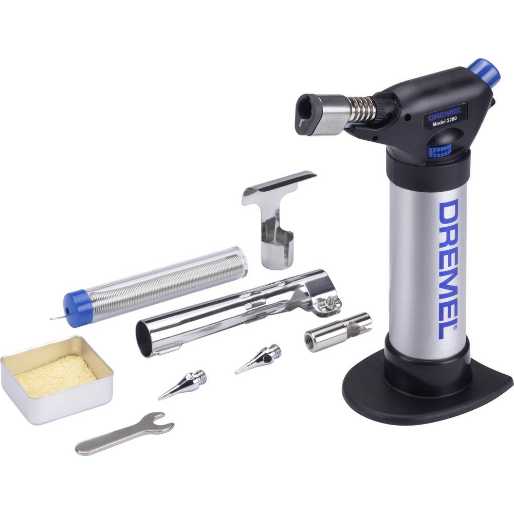 Dremel DREMEL 2200-5 Versaflame Gasbrenner/Lötkolben Kit saldatore a gas Ugello aria calda, Punta di saldatura 550 - 1200 °C incl. accenditore piezo