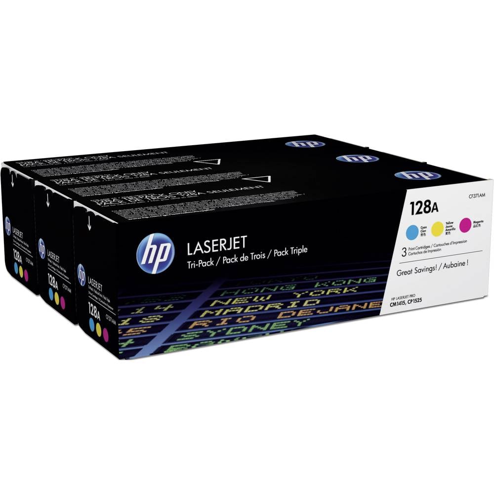 HP Toner 128A Originale Imballo multiplo Ciano, Magenta, Giallo 1300 pagine CF371AM