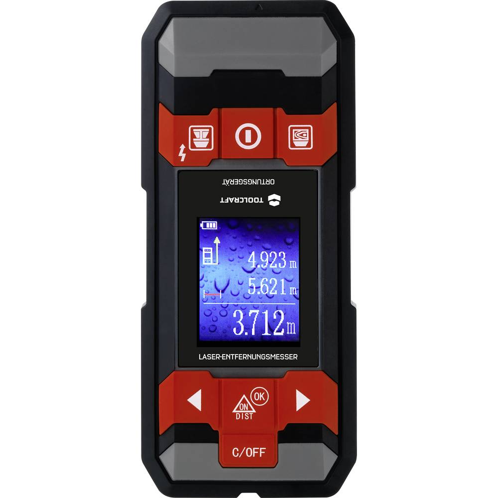 TOOLCRAFT Rilevatore di tubi e cavi incl. telemetro laser LDM D30 Adatto per metalli non ferrosi, cavi sotto tensione, Legno, metalli ferrosi