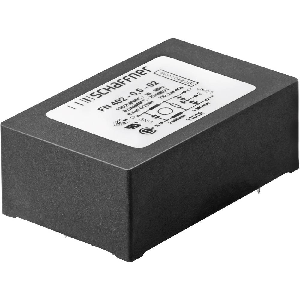 Schaffner FN 402-0.5-02 FN 402-0.5-02 Filtro antidisturbo 250 V/AC 0.5 A 40 mH (L x L x A) 45 x 28 x 16.5 mm 1 pz.