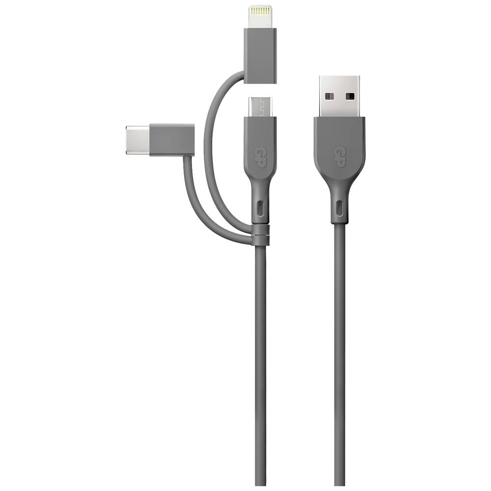 GP Cavo di ricarica USB USB 2.0 Spina USB-A, Connettore Apple Lightning, Spina USB-Micro-B, Spina USB-C® 1.00 m Grigio GPCBCY1NGYUSB313