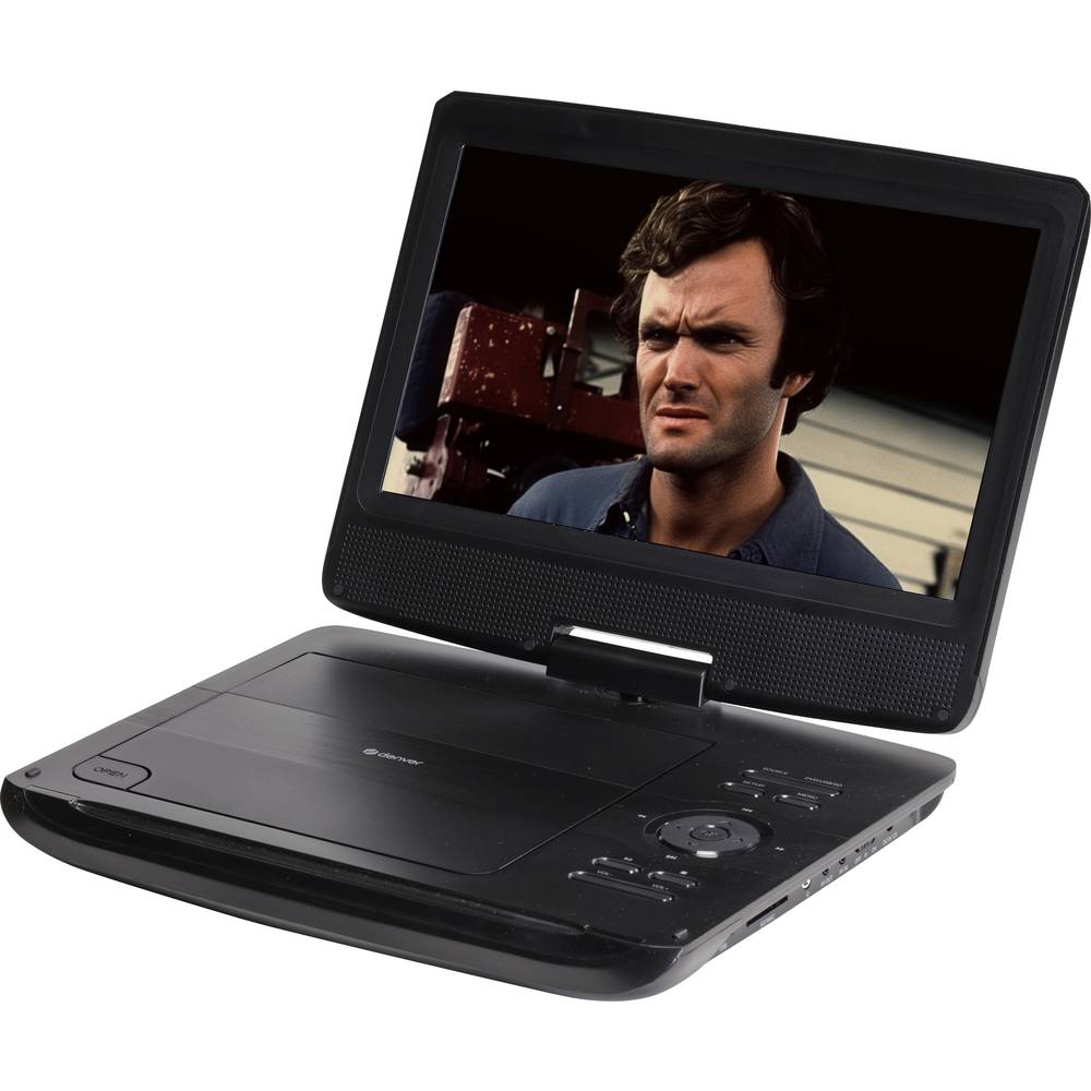 Denver MT-1097 Lettore DVD portatile 25.4 cm 10 pollici ERP: C (A - G) Funzionamento a batteria, incl. Cavo di collegamento auto 12 V Nero