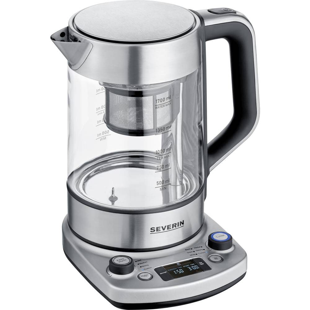 Severin 3422 Bollitore senza filo, Protezione da surriscaldamento Acciaio inox (spazzolato) Capacità effettiva: 1.7 l