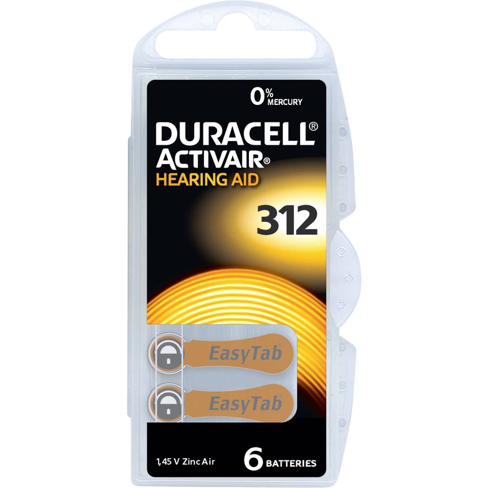 Duracell Batteria non ricaricabile per apparecchio acustico ZA 312 1.45 V 6 pz. 160 mAh Zinco-aria Activair 312