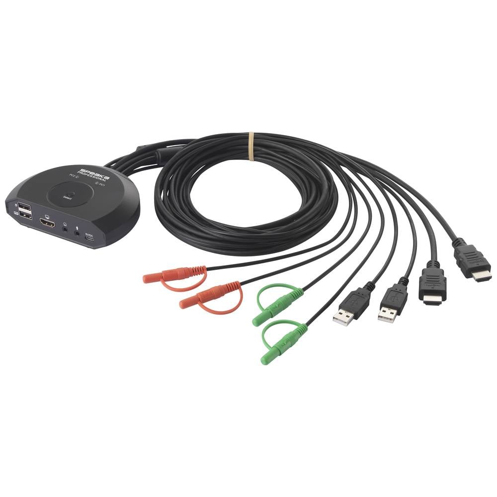 SpeaKa Professional SP-KVM-210 2 Porte Switch KVM HDMI Tastiera 4096 x 2160 Pixel
