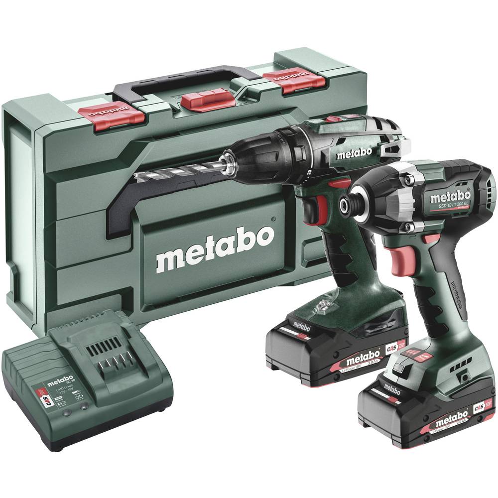 Metabo BS+SSD200LTBL 685193000 Trapano avvitatore a batteria, Avvitatore a percussione a batteria 18 V 2 Ah Li-Ion incl. batteria ricaricabile, incl.