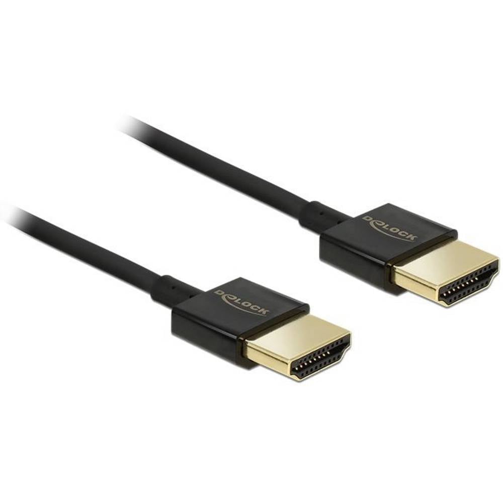 Delock HDMI Cavo Spina HDMI-A 2 m Nero 84773 contatti connettore dorati, UHD 4K;, intrecciato, tripla schermatura Cavo HDMI
