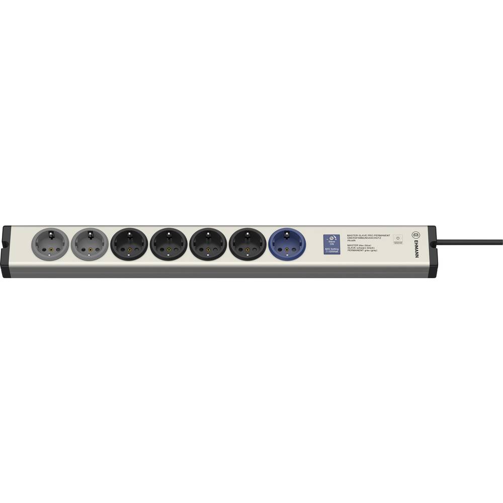 Ehmann 0615x00078001 Multipresa master / slave Alluminio (anodizzato), Nero Schuko 1 pz.