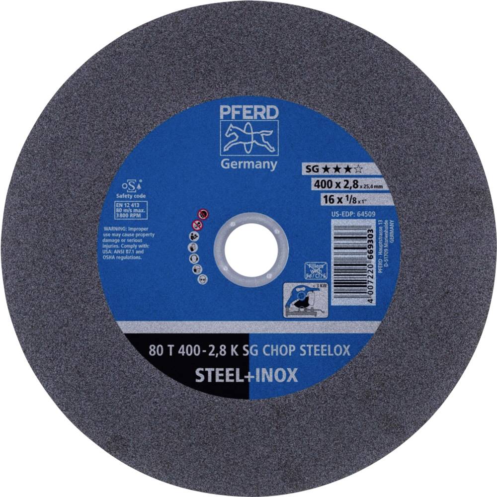 PFERD TOOLS 80 T 400-2,8 K SG CHOP STEELOX/25,4 66324091 Disco di taglio dritto 400 mm 10 pz. Acciaio inox, Acciaio temprato, Acciaio