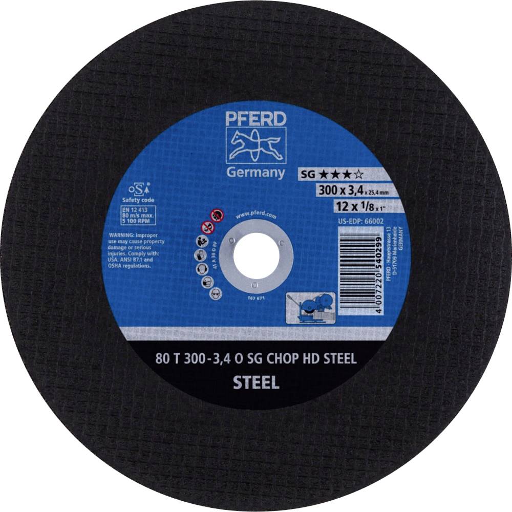 PFERD TOOLS 80 T 300-3,4 O SG CHOP HD STEEL/25,4 66323013 Disco di taglio dritto 300 mm 20 pz. Acciaio temprato, Acciaio