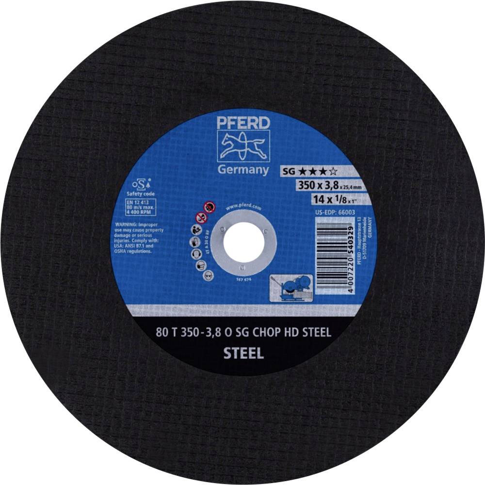 PFERD TOOLS 80 T 350-3,8 O SG CHOP HD STEEL/25,4 66323513 Disco di taglio dritto 350 mm 10 pz. Acciaio temprato, Acciaio