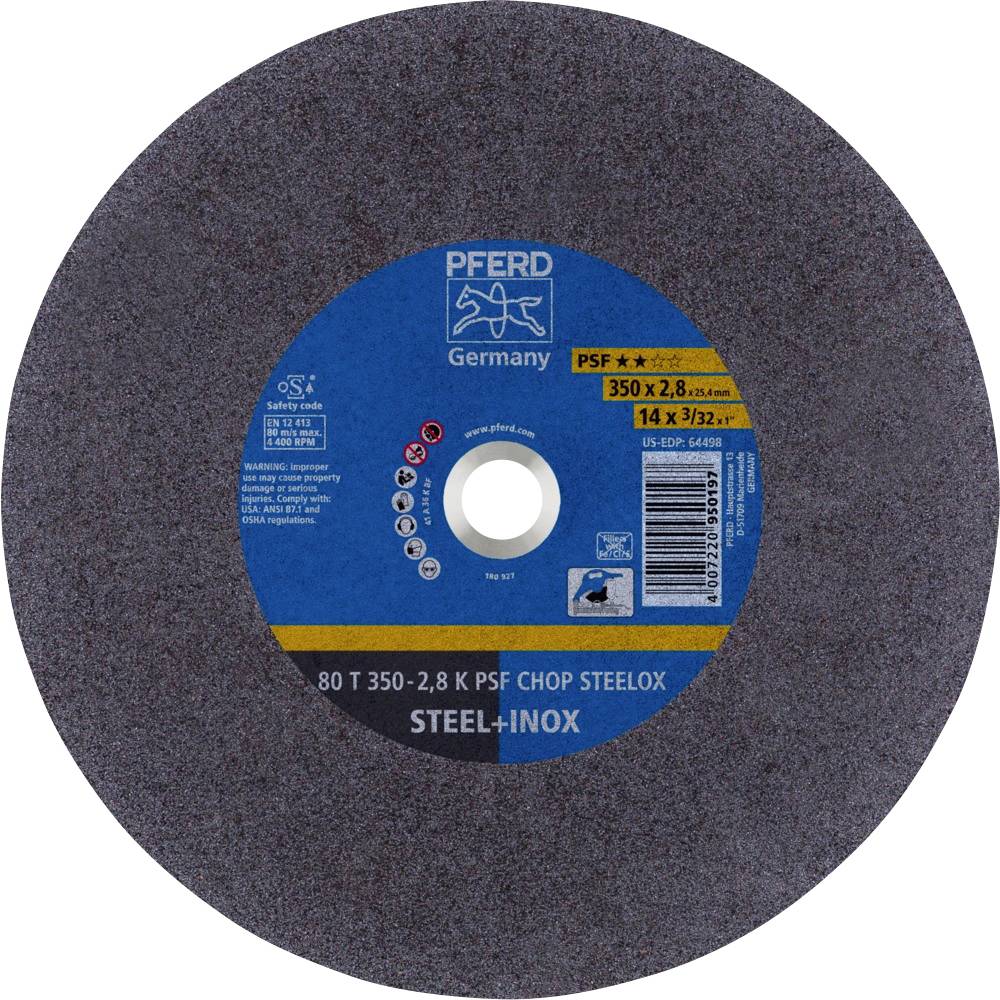 PFERD TOOLS 80 T 350-2,8 K PSF CHOP STEELOX/25,4 66323575 Disco di taglio dritto 350 mm 10 pz. Acciaio inox, Acciaio temprato, Acciaio