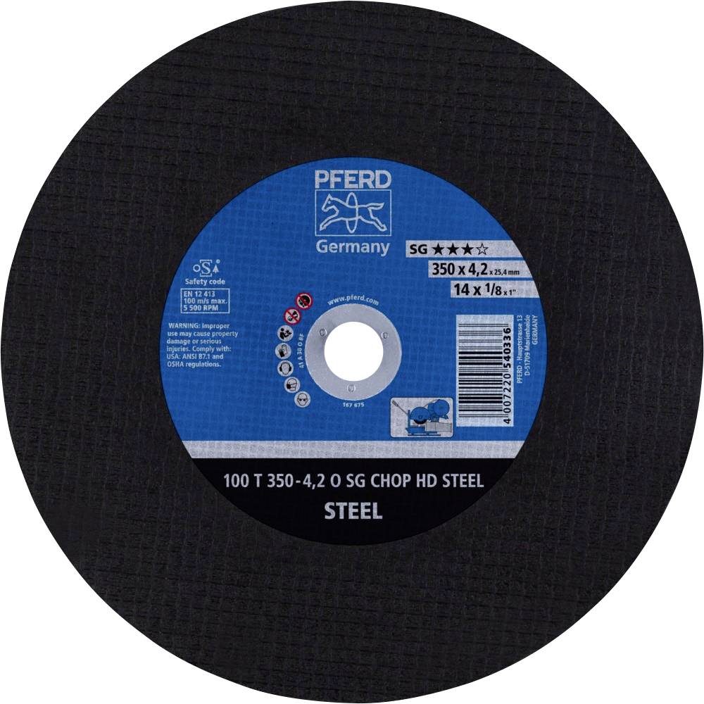 PFERD TOOLS 100 T 350-4,2 O SG CHOP HD STEEL/25,4 66323613 Disco di taglio dritto 350 mm 10 pz. Acciaio temprato, Acciaio