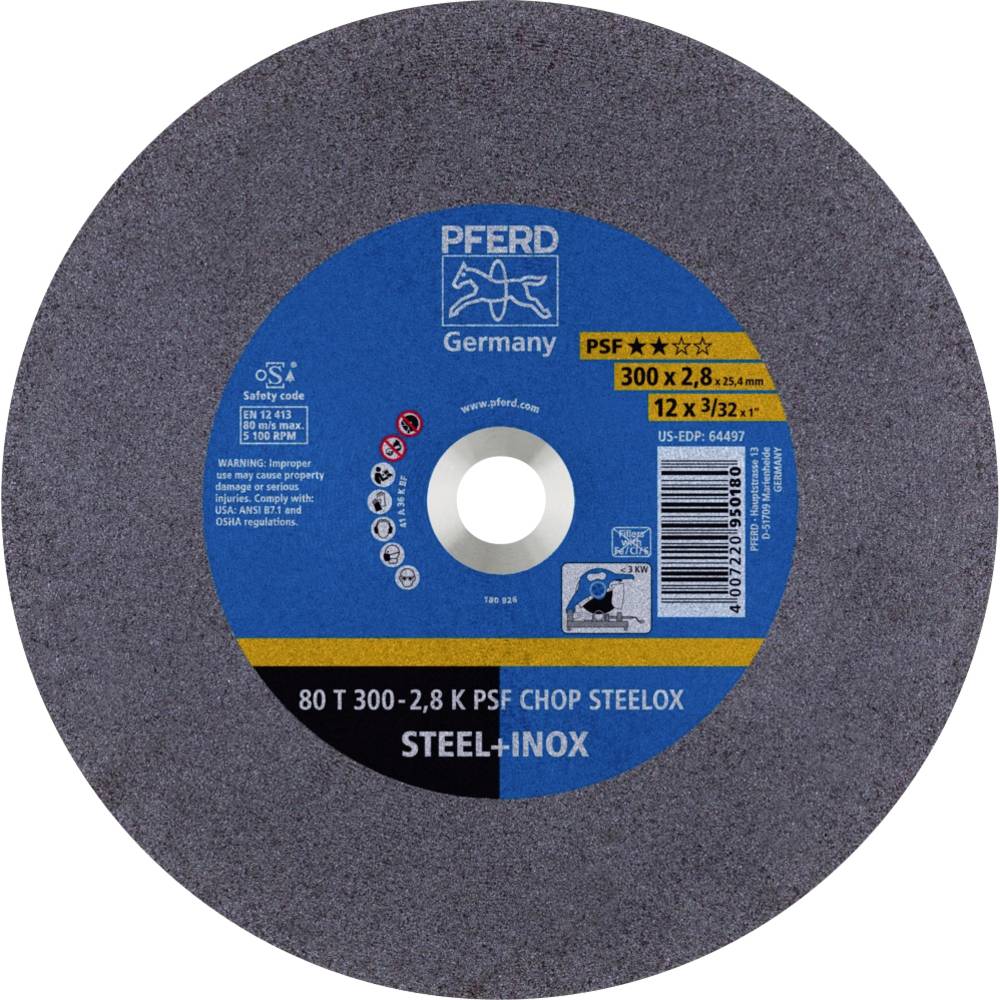 PFERD TOOLS 80 T 300-2,8 K PSF CHOP STEELOX/25,4 66323075 Disco di taglio dritto 300 mm 20 pz. Acciaio inox, Acciaio temprato, Acciaio