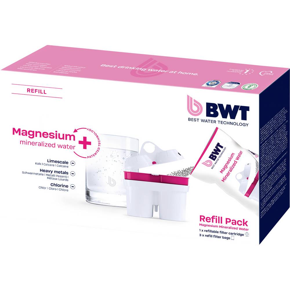 BWT 1 Kartusche + 3 Öko Refill Mg²+ 0836600 Cartuccia filtro Bianco