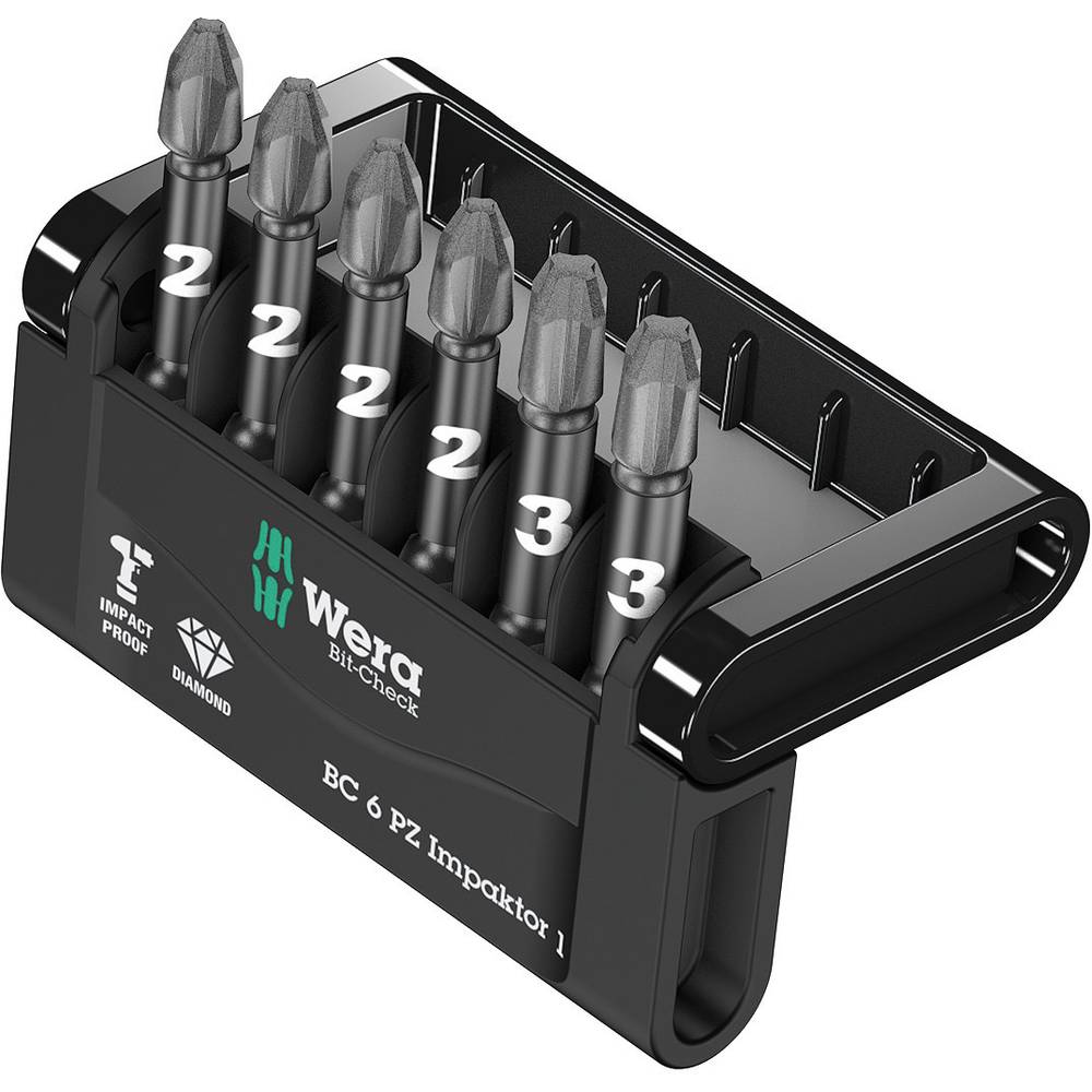 Wera Mini-Check Impaktor 3 05057692001 Kit inserti 6 parti Croce Pozidriv Tecnologia Impaktor