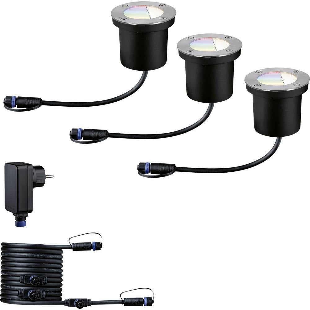 Paulmann Boden Einbauleuchten Starterset RGBW 94275 Sistema dilluminazione Plug&Shine ZigBee LED (monocolore) 3.6 W Bianco caldo Argento