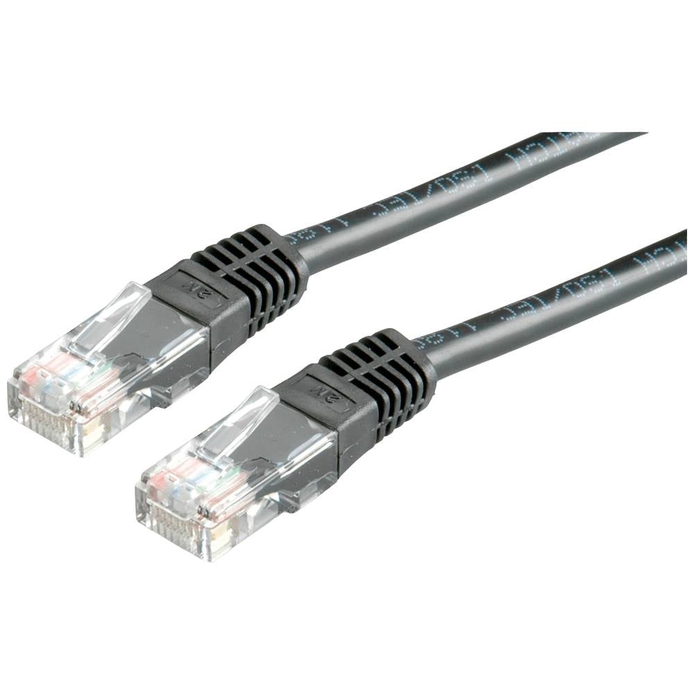 Value 21.99.1545 RJ45 Cavo di rete, cavo patch CAT 6 U/UTP 2.00 m Nero non schermato 1 pz.
