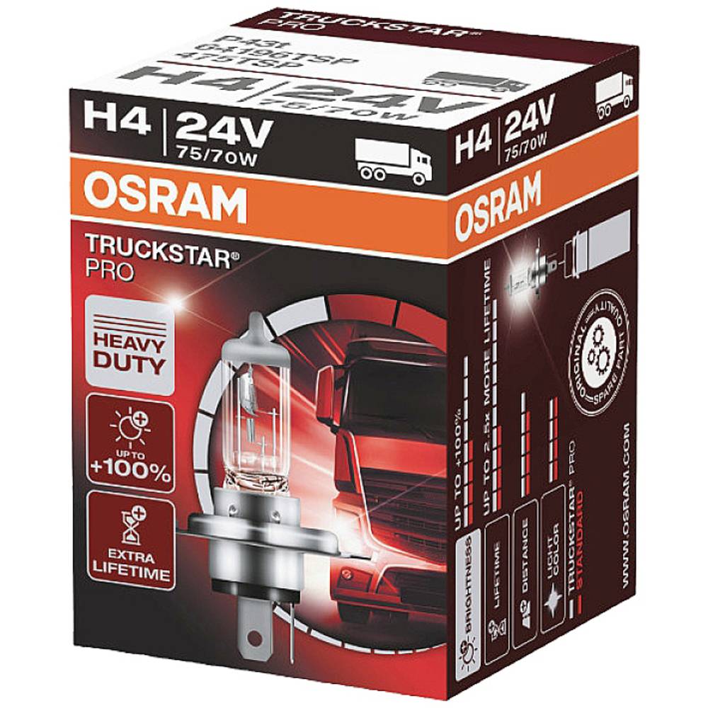 OSRAM 64196TSP Lampadina alogena Truckstar H4 75/70 W 24 V