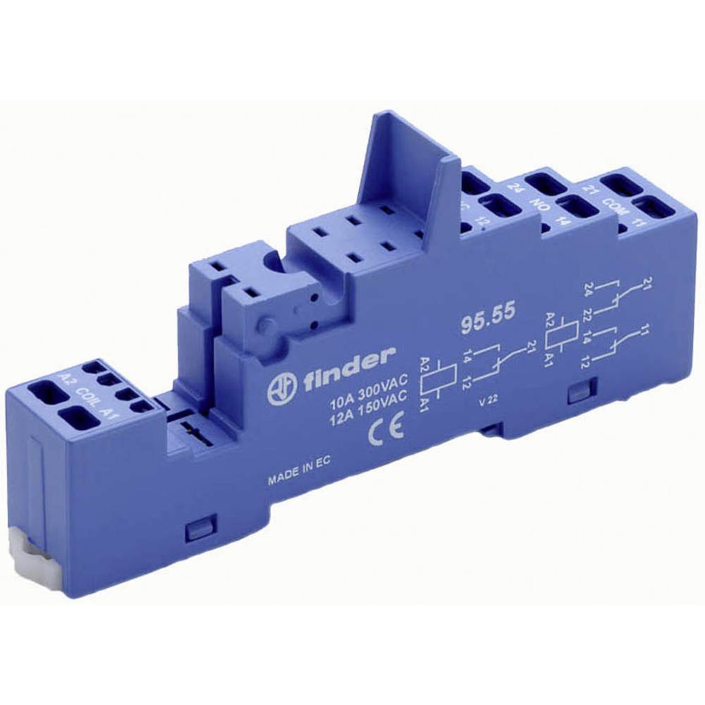 Finder 95.55 Zoccolo per relè Finder 40.51, Finder 40.52, Finder 41.61, Finder 44.62 (L x L x A) 95.6 x 15.8 x 32.5 mm 1 pz.