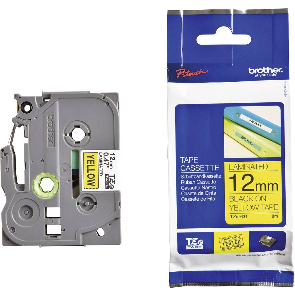Brother TZe-631 Cassetta nastro Plastica Colore Nastro: Giallo Colore carattere: Nero 12 mm 8 m