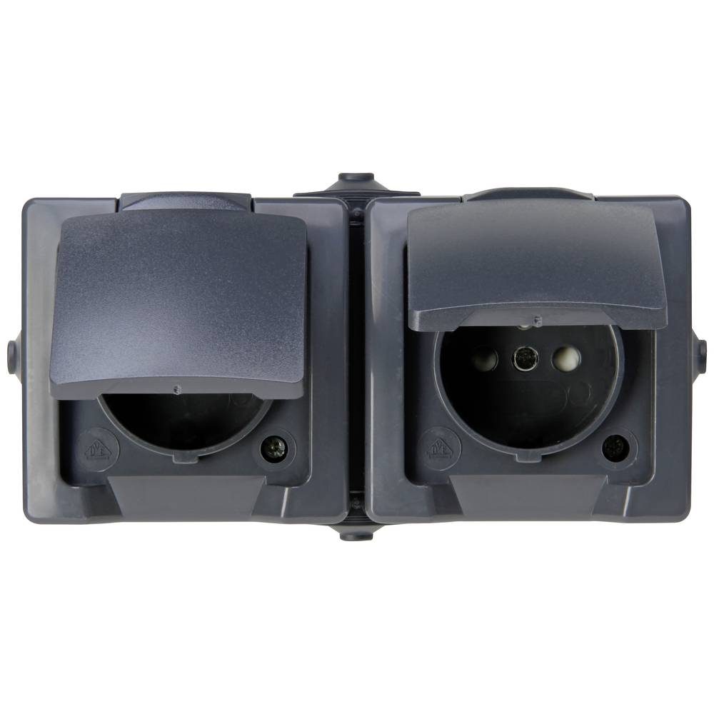 Kopp 137115006 Interruttore per ambienti umidi Presa con coperchio ribaltabile Nautic Antracite 1 pz.