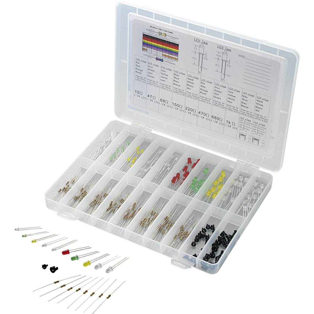 TRU COMPONENTS STD-LEDS Assortimento LED Rosso, Verde, Giallo, Blu, Bianco Rotondo 3 mm, 5 mm