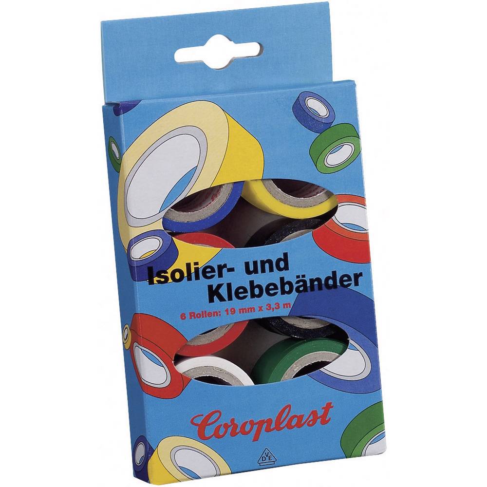 Coroplast 28839 28839 Kit nastri adesivi in PVC Blu, Giallo, Rosso, Nero, Bianco, Verde (L x L) 3 m x 19 mm 6 pz.