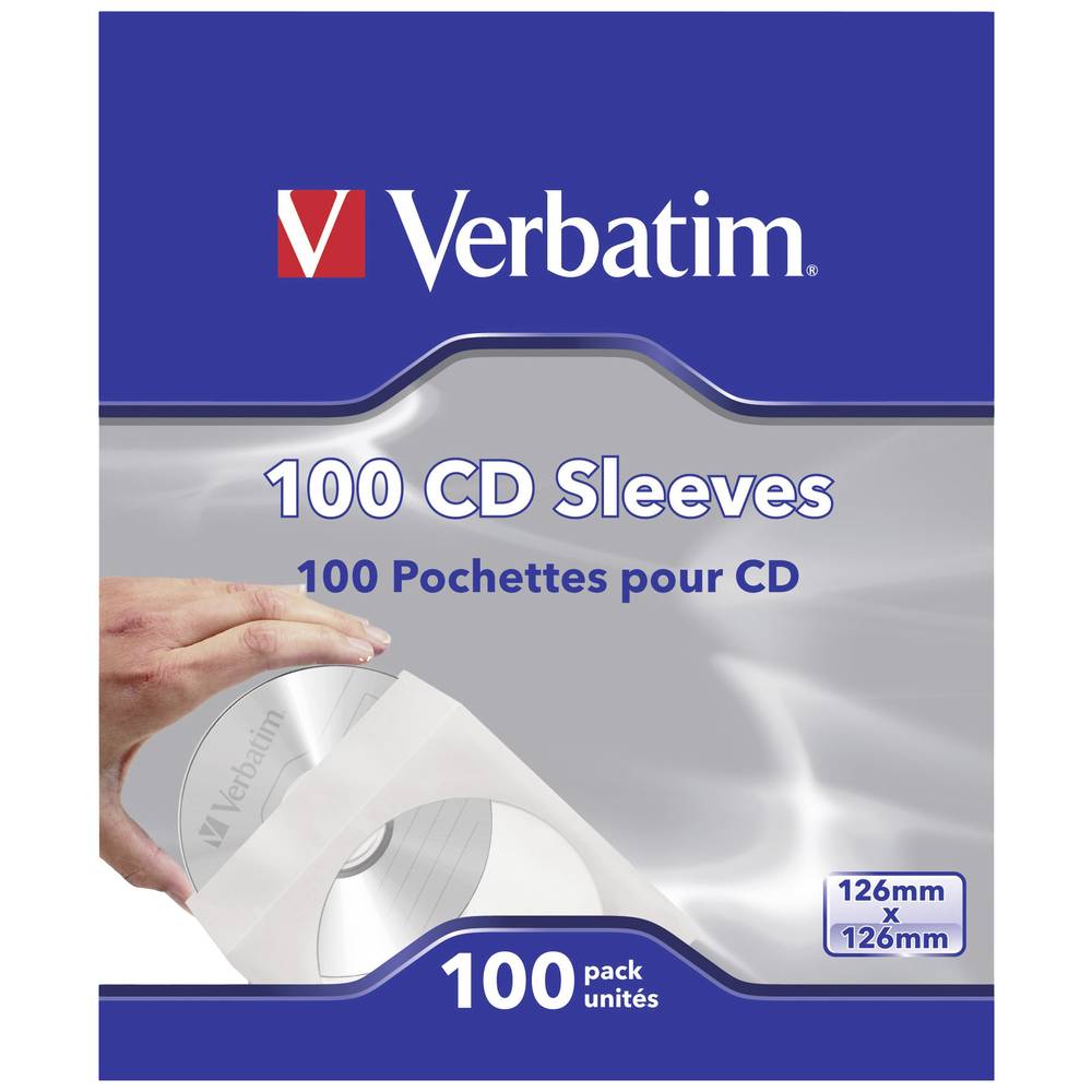Verbatim Busta per CD 49976 1 CD/DVD/Blu-Ray Bianco Carta 100 pz.