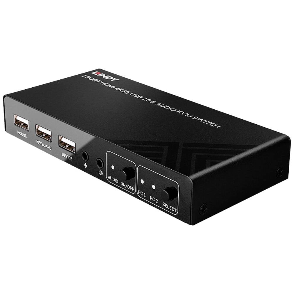LINDY 2 Port KVM Switch HDMI 4K60, USB 2.0 & Audio 2 Porte Switch KVM HDMI 4096 x 2160 Pixel