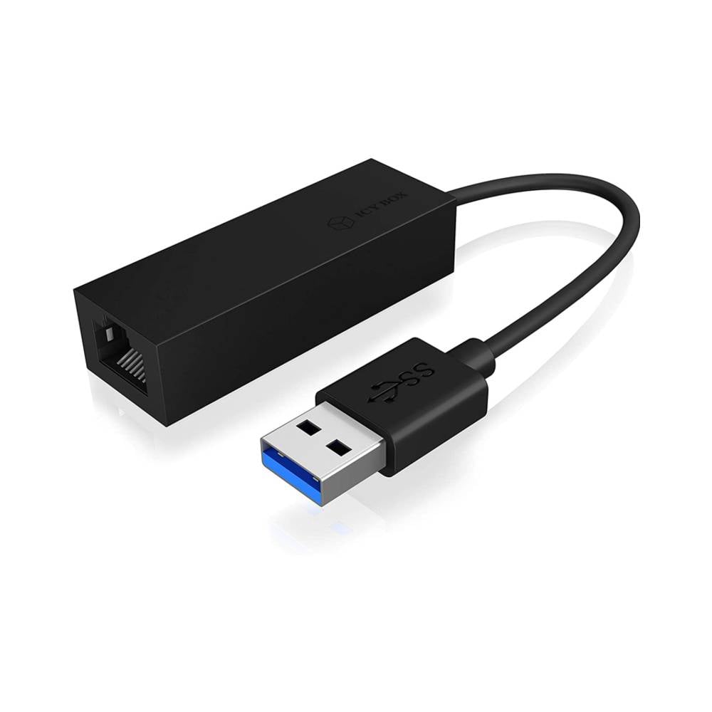 ICY BOX IB-AC501a, USB 3.0 (Type-A) zu Gigabit Ethernet Lan Adapter, schwarz Adattatore di rete LAN (10/100/1000 Mbit / s), USB 2.0, USB 3.2 (Gen 1x1)