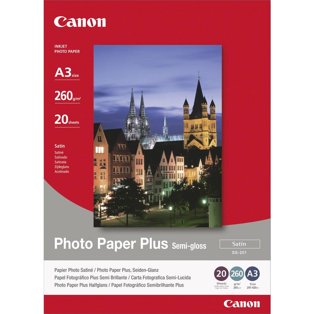 Canon Photo Paper Plus Semi-gloss SG-201 1686B026 Carta fotografica DIN A3 260 g/m² 20 Foglio Semilucida