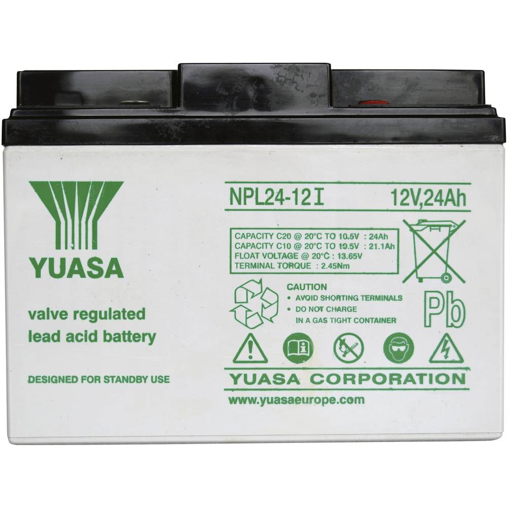 Yuasa NPL24-12 YUANPL24/12 Batteria al piombo 12 V 24 Ah Piombo-AGM (L x A x P) 166 x 125 x 175 mm Vite M5 Esente da manutenzione
