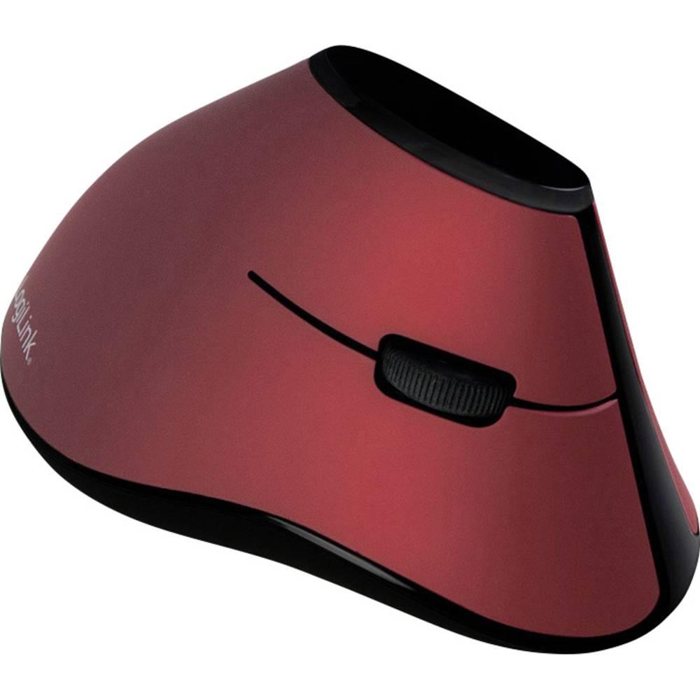 LogiLink ID0159 Mouse ergonomico Senza fili (radio) Ottico Nero, Rosso 5 Tasti 1200 dpi Ergonomico