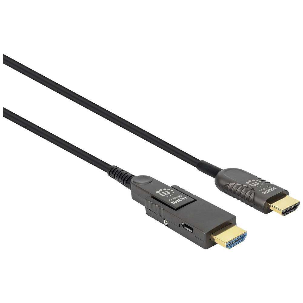 Manhattan HDMI Cavo Spina HDMI-A, Spina HDMI Micro-D 20 m Nero 355513 UHD 4K; Cavo HDMI