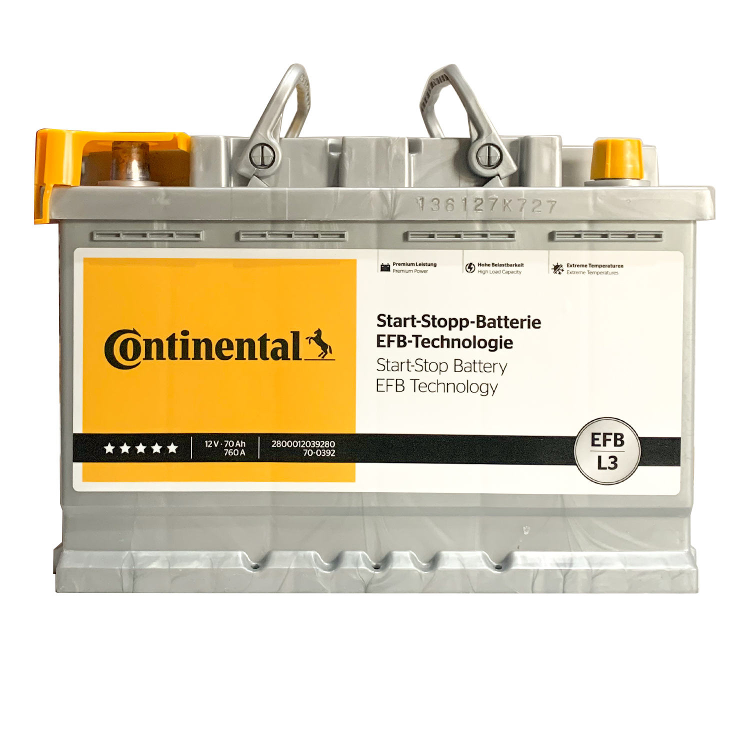 Batteria Auto CONTINENTAL EFB Start&Stop 70Ah 760A 12V