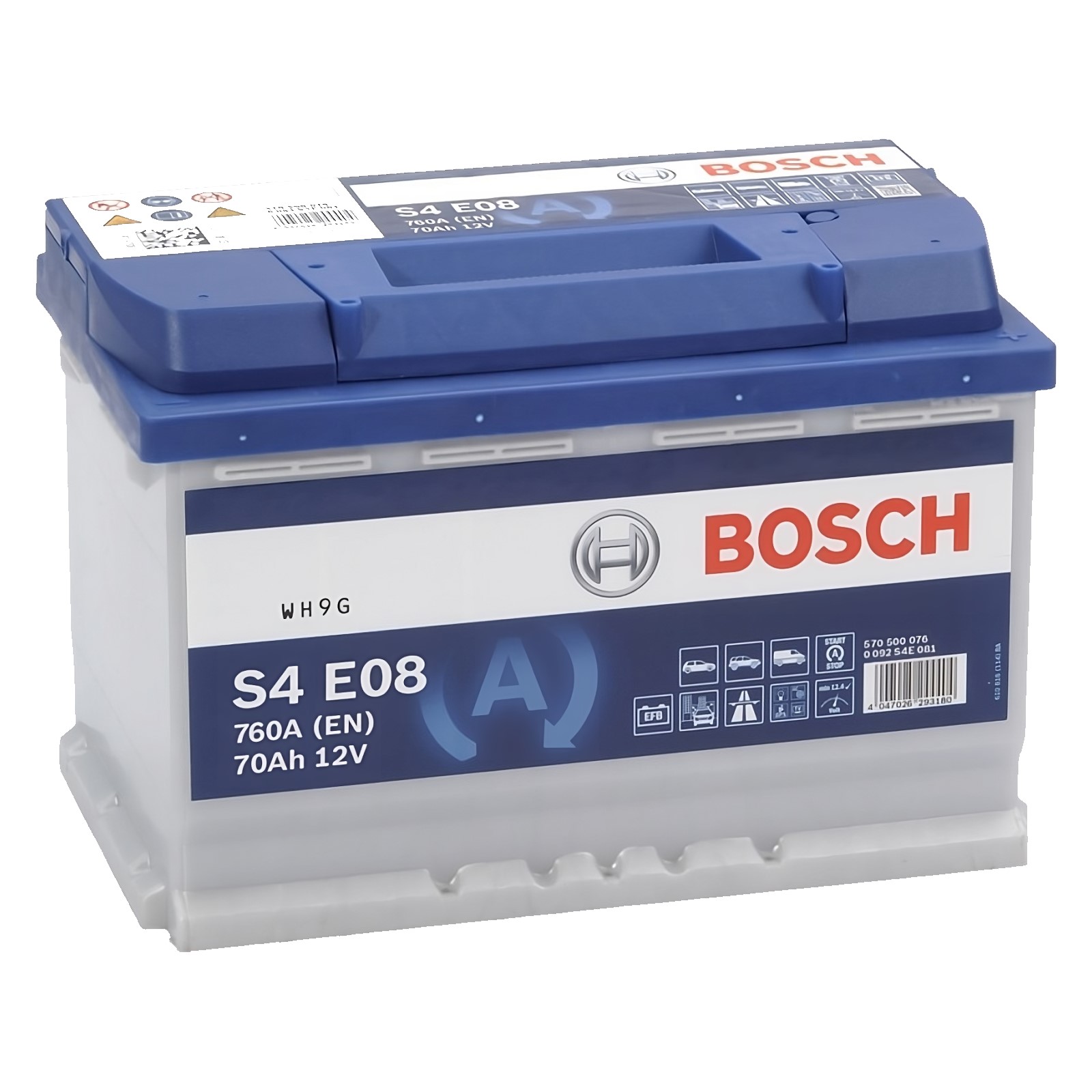 Batteria BOSCH S4 E08 12V 70Ah 760A B13 Tecnologia EFB per Start Stop