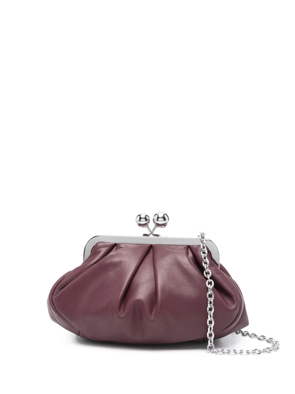 Weekend Max Mara pleated-leather ball-clasp clutch bag - Rosso
