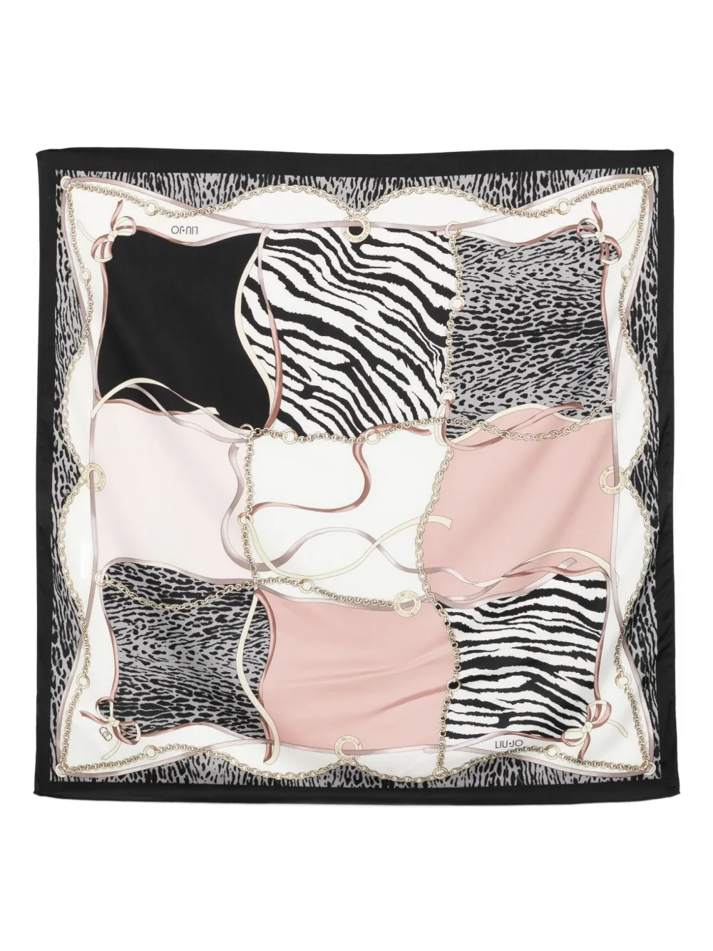 LIU JO chain-print animal-print scarf - Nero