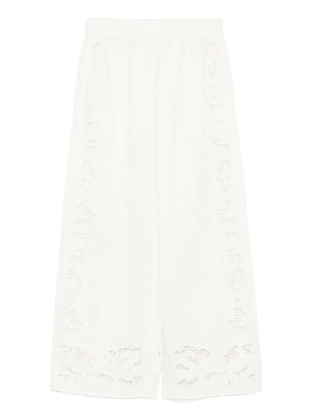 alice + olivia Tanya embroidered eyelet trousers - Bianco