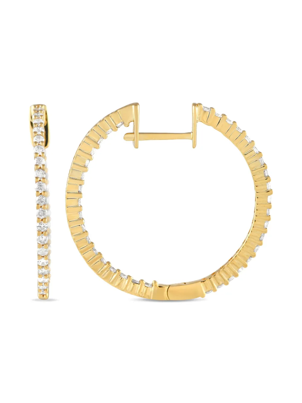 LB Exclusive 14K yellow gold Inside-Out diamond hoop earrings - Oro