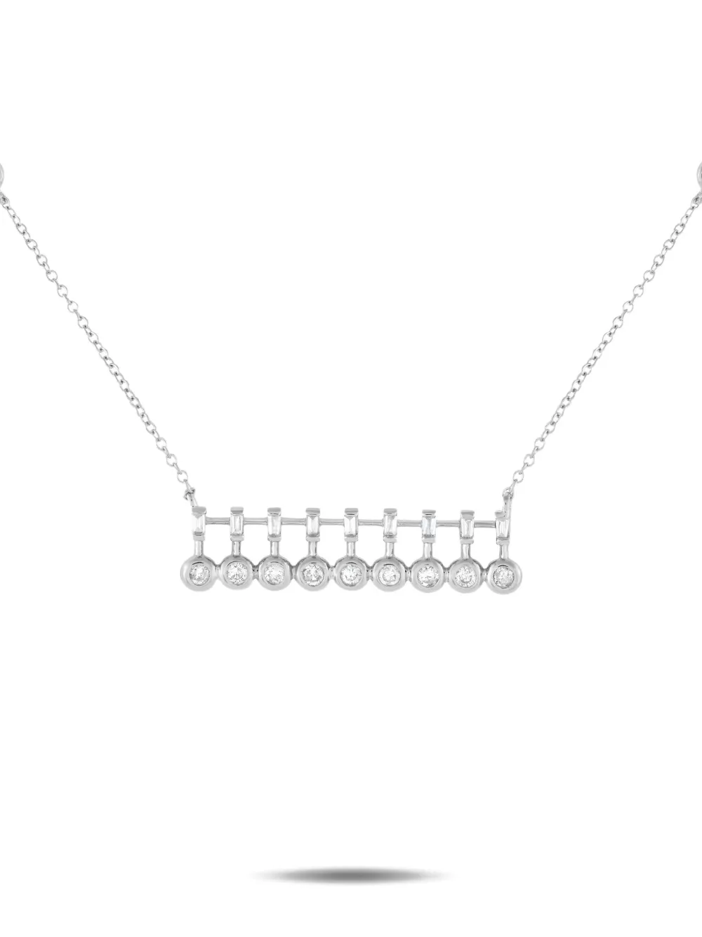 LB Exclusive 14K white gold diamond Bar necklace - Argento