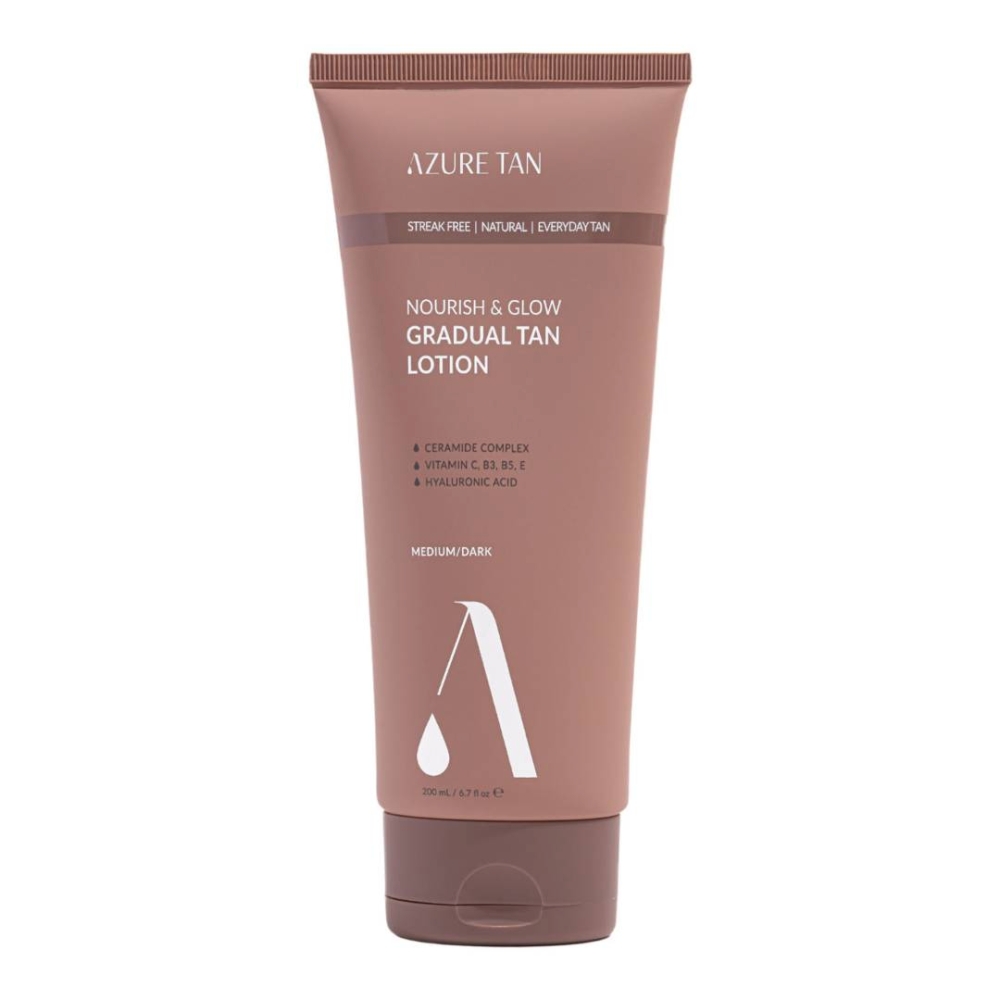 Azure Tan Nourish & Glow Lozione corpo autoabbronzante graduale, medium/dark